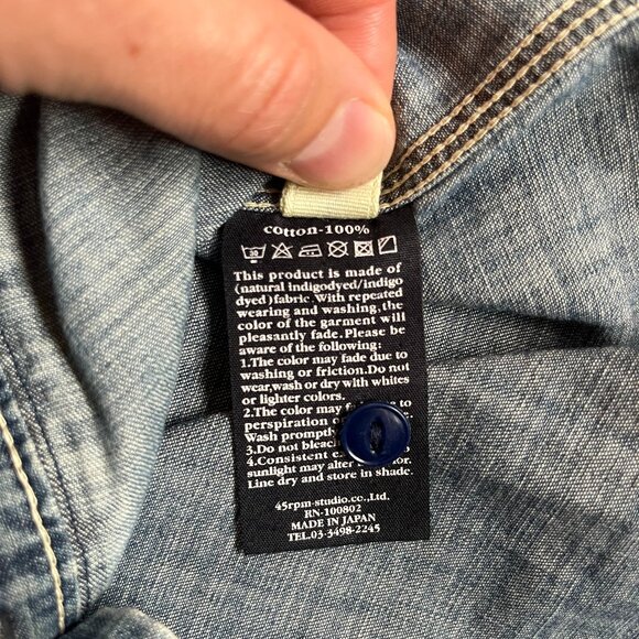 Vintage 45R denim shirt - Mens 2 (Japanese sizes) - Picture 7 of 8